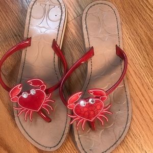Coach leather flip flops